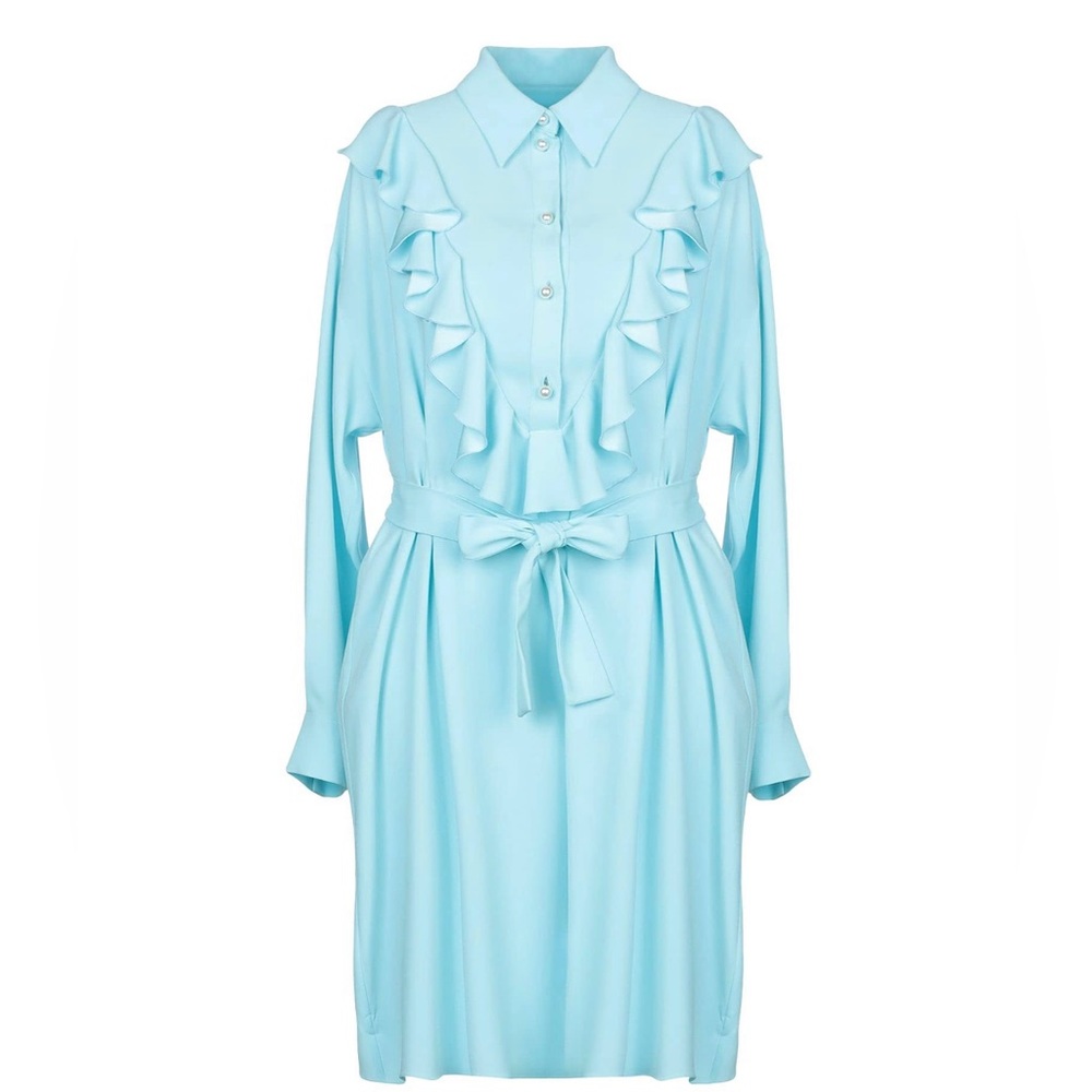 Boutique Moschino sky blue luxury dress with pearls